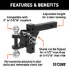CURT Adjustable Multipurpose Ball Mount (2" Shank, 2" & 2-5/16" Balls) Trailer Hitch Ball Mount