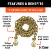 CURT 16' Transport Binder Safety Chain with 2 Clevis Hooks (18,800 lbs, Yellow Zinc) Trailer Hitch