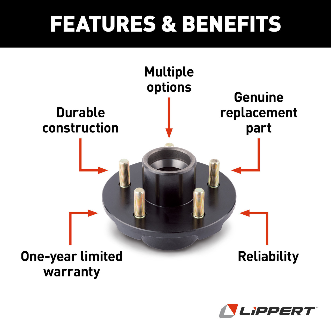 Lippert Idler Hub for 3,500-lb. Axle - 5 on 4.5