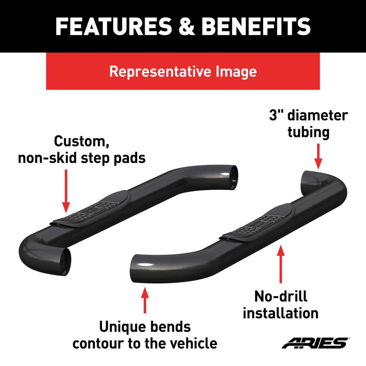 Nerf Bar 215039 aries nerf bars for ram truck dodge 1500 2500 3500ペアの2つの新品 215039 Aries Nerf Bars Set of 2 New for Ram Truck Dodge 15 : ARIES 215039 3-Inch Round Black Stainless Steel Nerf