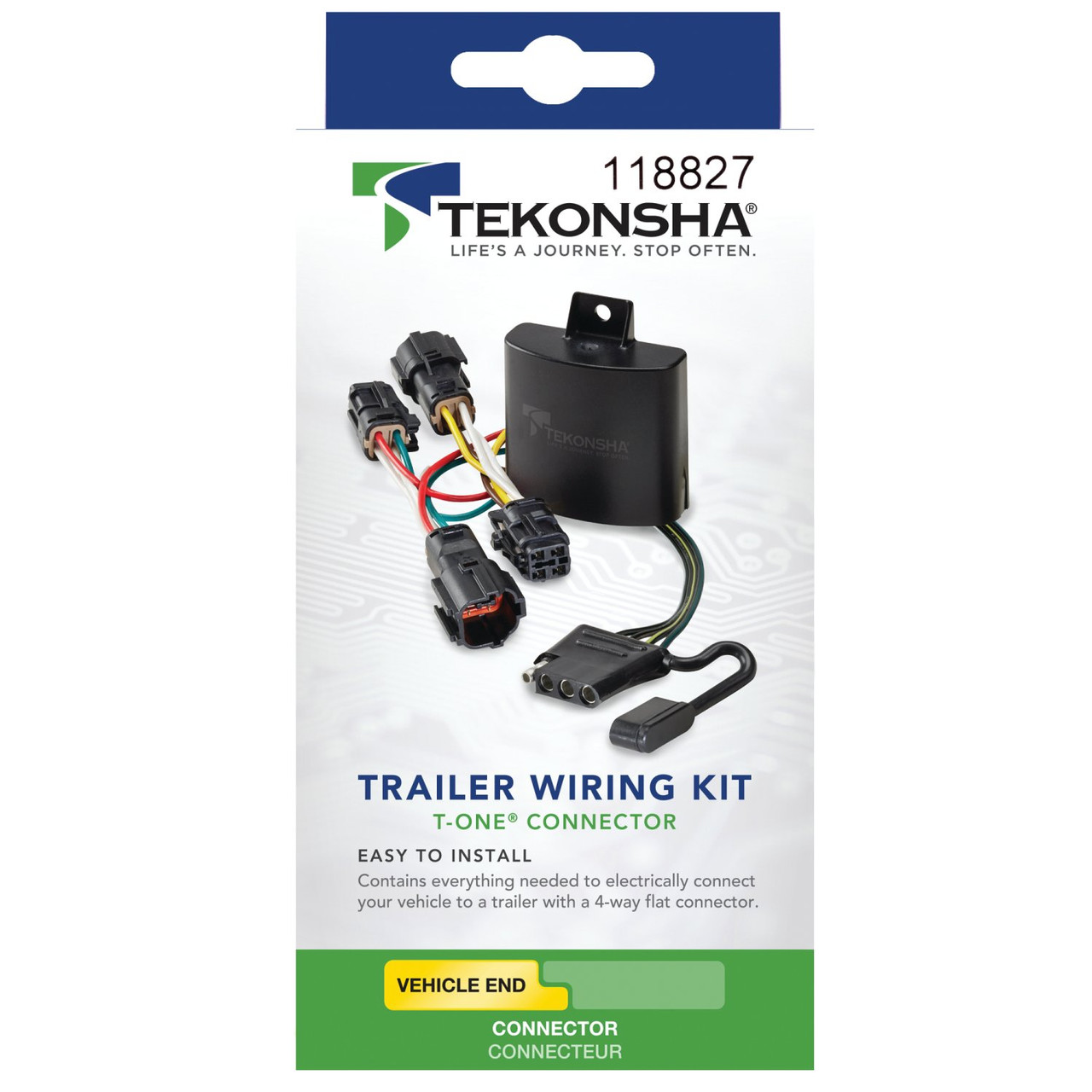 Tekonsha T-One T-Connector Harness, 4-Way Flat, w/Circuit