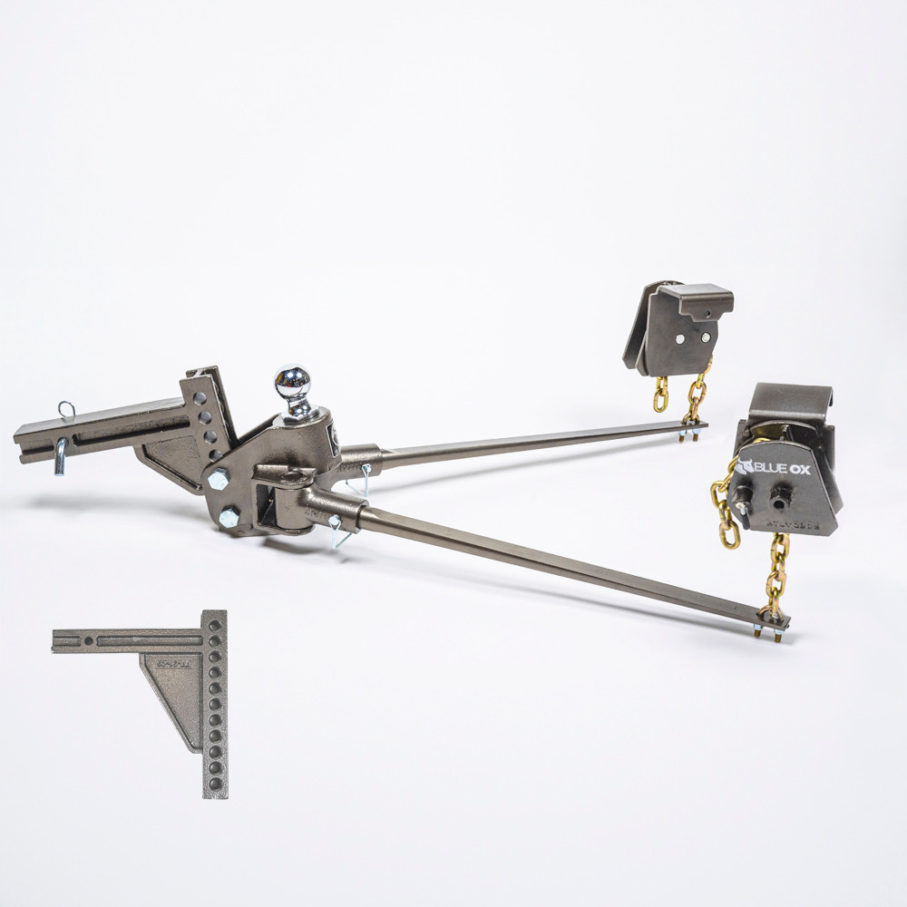 BlueOx 20k, 1.5k lb TW, SwayPro Weight Distributing Hitch, 2" Recievers 11-hole/10" receiver stinger BXW1506