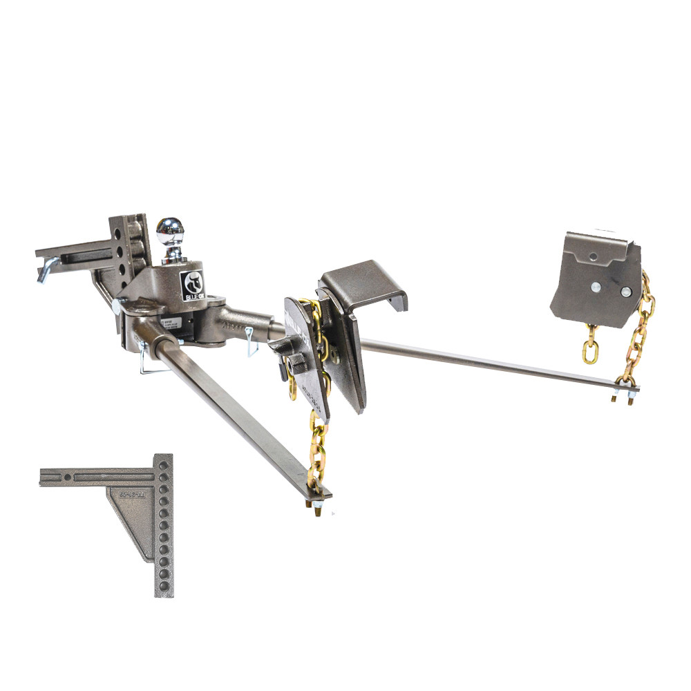 BlueOx 20k, 1k lb TW, SwayPro Weight Distributing Hitch, 2" Recievers 11-hole/10" receiver stinger BXW1006