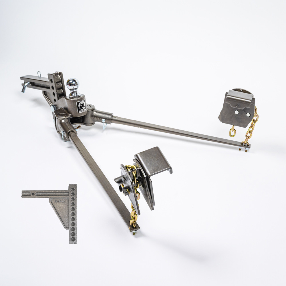 BlueOx 20k, 1k lb TW, SwayPro Weight Distributing Hitch, 2" Recievers 11-hole/10" receiver stinger BXW1006
