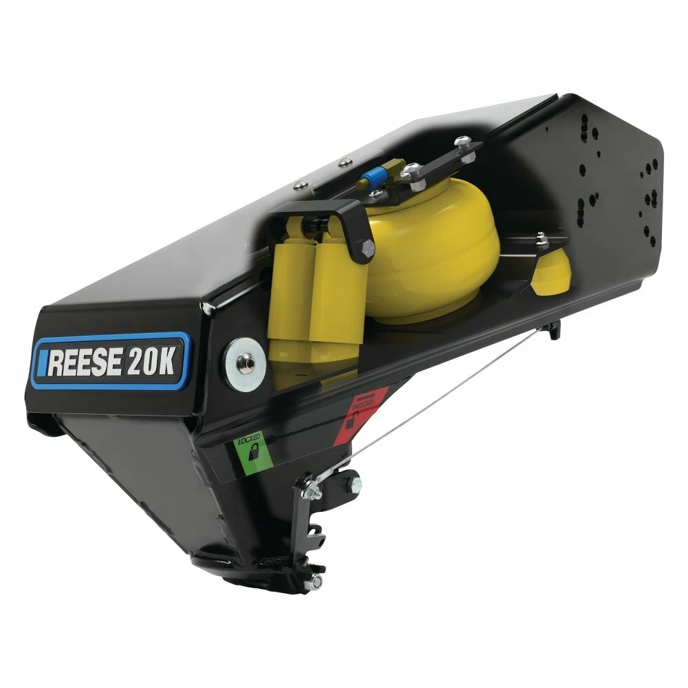 Reese 20k Gen 3 Goose Box 5th Wheel Pin Box, Air Ride 20,000 lbs. Capacity, Fits Lippert (1621, 1716, 0719, Rhino), Fabex PB 600 Series w/ Chains