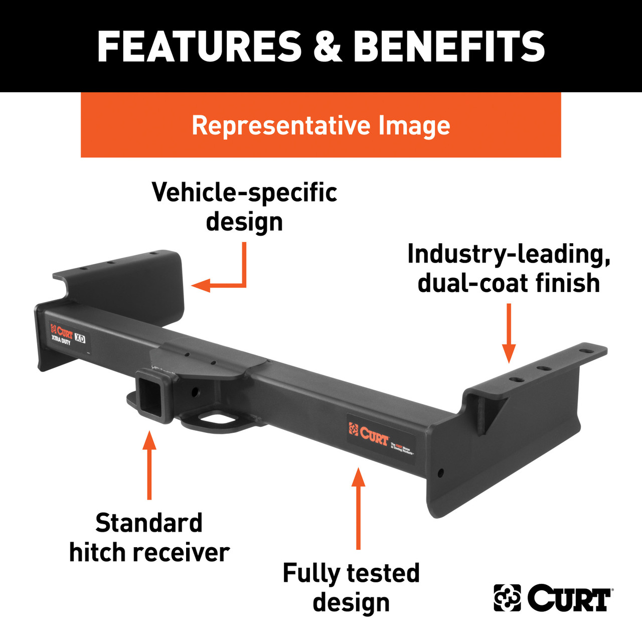 CURT 15313 Xtra Duty Class 5 Trailer Hitch, 2-In Receiver, Compatible with Select Chevrolet Silverado, GMC Sierra 2500, 3500 HD