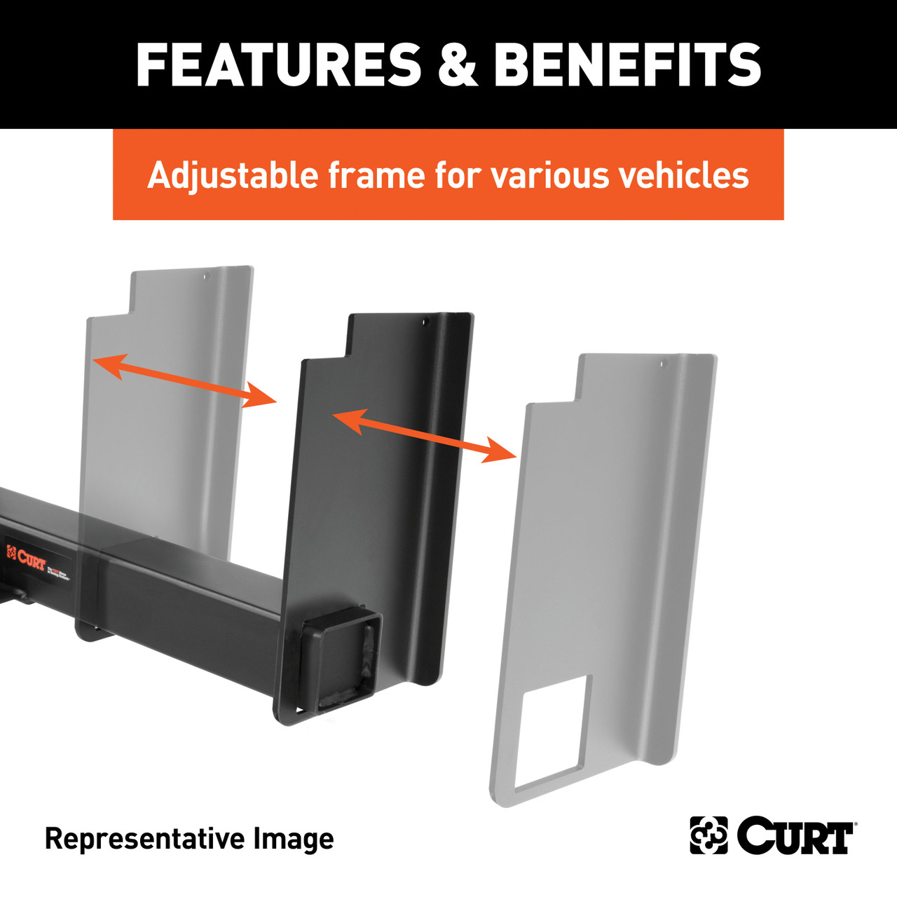 CURT 15926 Class 5 Weld-On Hitch, 2-1/2-Inch Receiver, 62-In Frames, 18" Drop