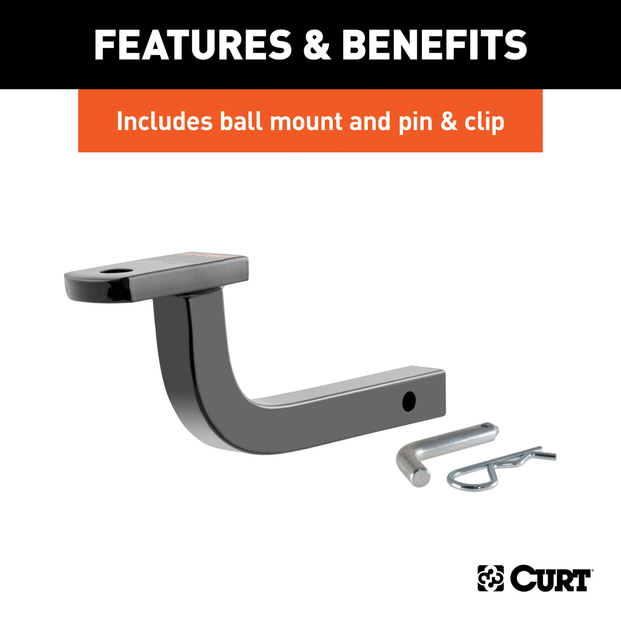 CURT 122333 Class 2 Trailer Hitch with Ball Mount, 1-1/4-In Receiver, Fits Select Buick LeSabre, Oldsmobile 88, Pontiac Bonneville