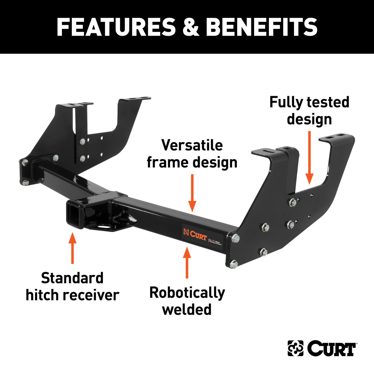 CURT 13901 Multi-Fit Class 3 Adjustable Hitch, 2-Inch Receiver, 5,000 lbs. Select Chevrolet, Ford, GMC Vehicles
