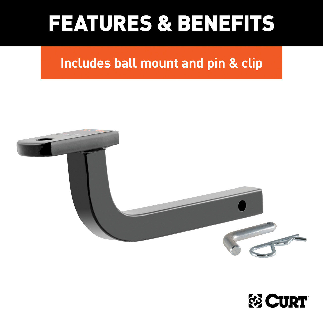 CURT 122323 Class 2 Trailer Hitch with Ball Mount, 1-1/4-In Receiver, Fits Select Ford Taurus, Lincoln Continental, Mercury Sable
