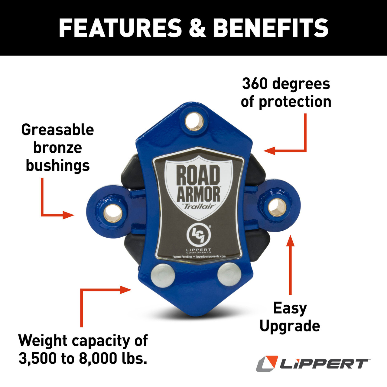 Lippert Road Armor Shock-Absorbing Trailer Equalizer Tandem Axle Kit, 3.5-8K lbs. 2021015191