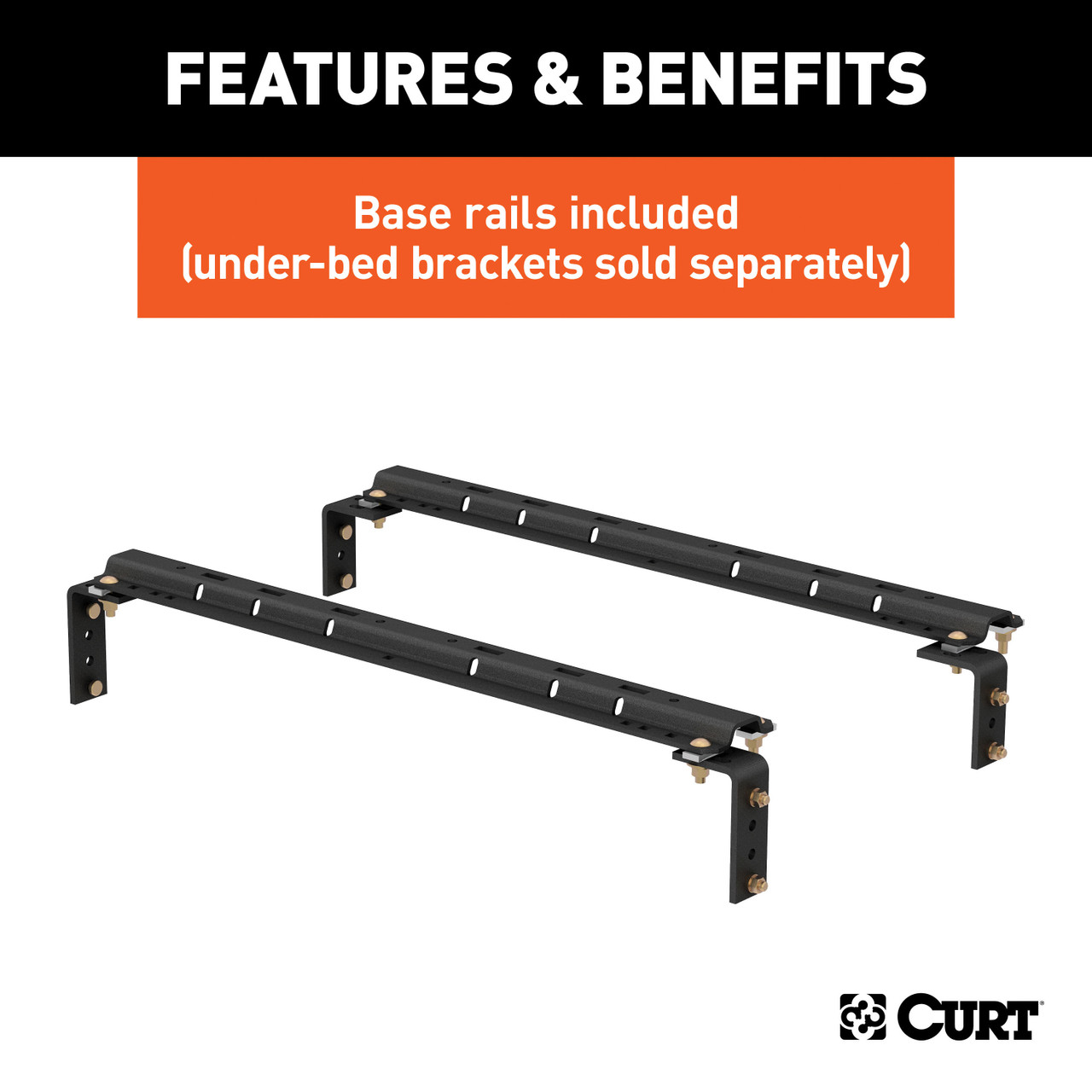CURT 20K, A20 5th Wheel Slider Hitch with Base Rails for Short Bed Trucks, 20,000 lbs 16641