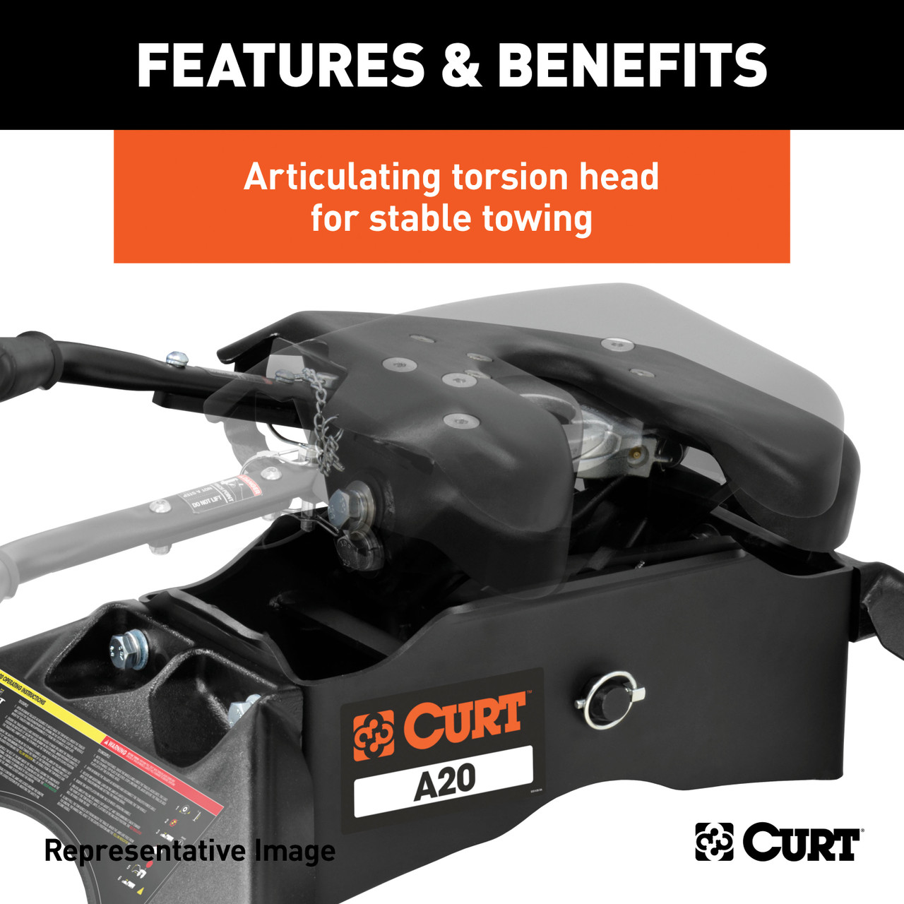 CURT 20K, A20 5th Wheel Slider Hitch, 20,000 lbs, Select Ram 2500, 3500, 6.5-Foot Bed Puck System 16686