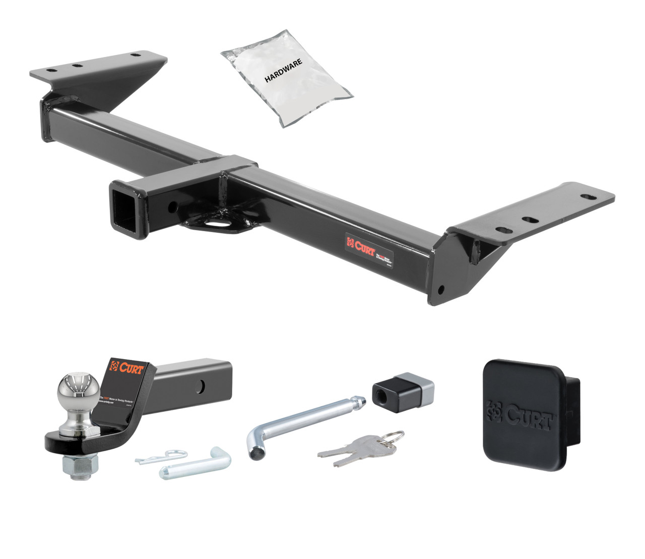 17 - 24 Cadillac XT5 Excluding Platinum 2in. CURT Trailer Hitch + Ball Mount + Cover + Lock Kit HWA247