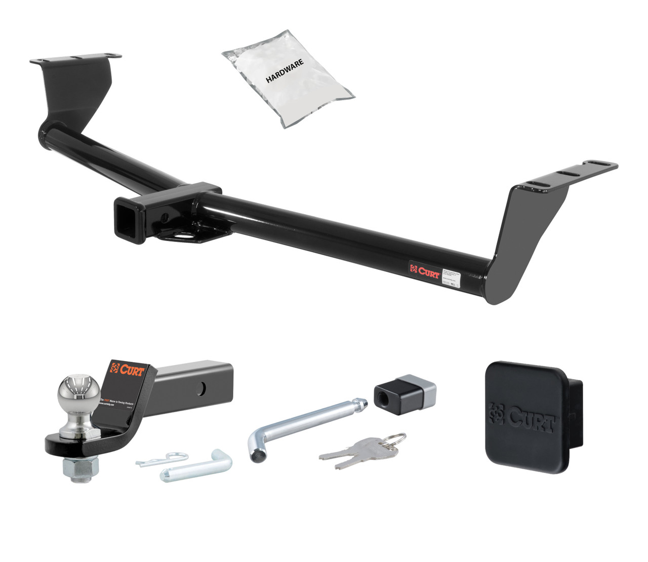 14 - 14 KIA Sedona 2in. CURT Trailer Hitch + Ball Mount + Cover + Lock Kit HWA1615
