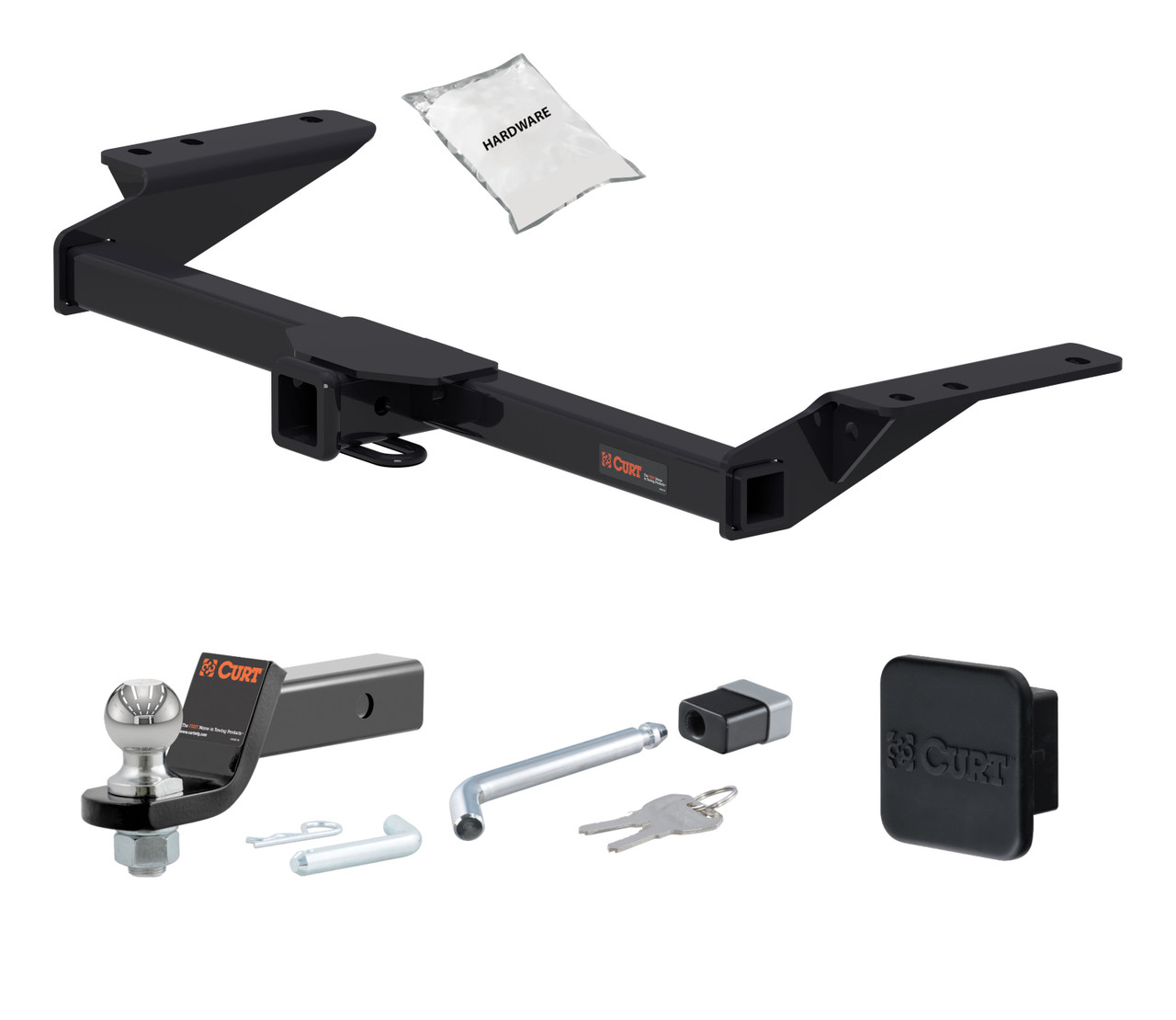 19 - 24 Chevrolet Blazer Excluding Premier 2in. CURT Trailer Hitch + Ball Mount + Cover + Lock Kit HWA259