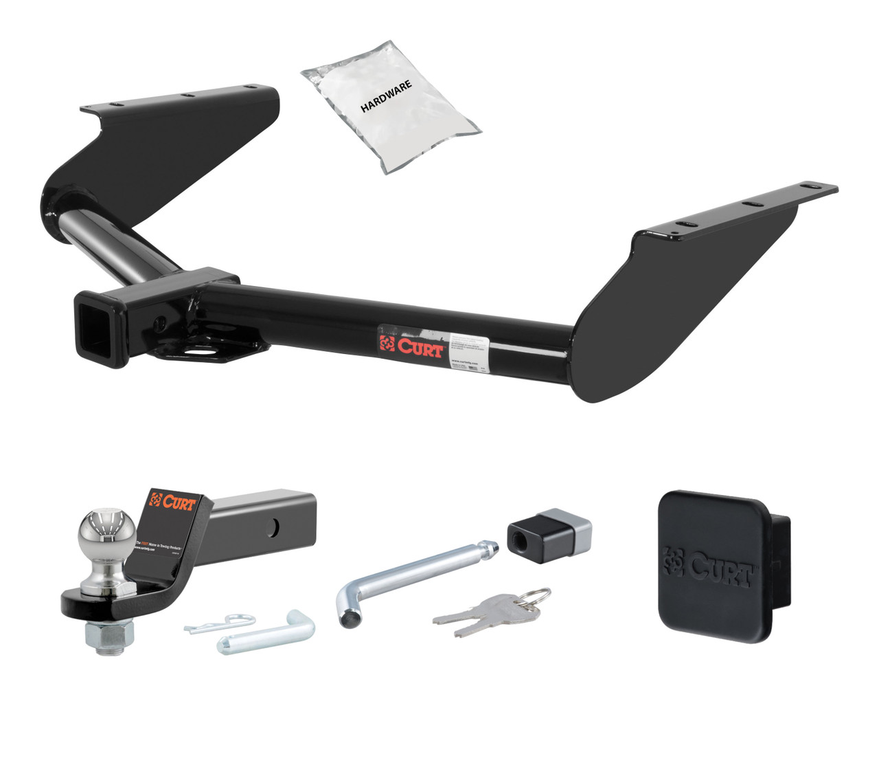 08 - 12 JEEP Liberty 2in. CURT Trailer Hitch + Ball Mount + Cover + Lock Kit HWA1565