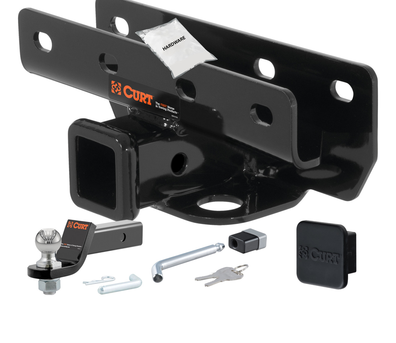 07 - 18 JEEP Wrangler JK 2in. CURT Trailer Hitch + Ball Mount + Cover + Lock Kit HWA1577