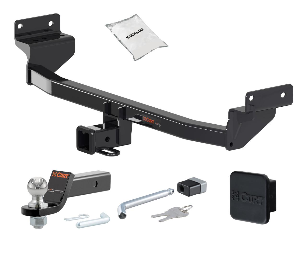 17 - 22 KIA Niro Excluding plug-in and EV models 2in. CURT Trailer Hitch + Ball Mount + Cover + Lock Kit HWA1599