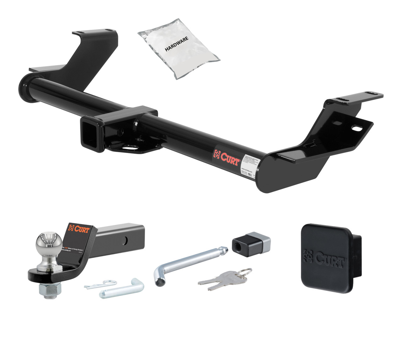 02 - 05 KIA Sedona 2in. CURT Trailer Hitch + Ball Mount + Cover + Lock Kit HWA1619