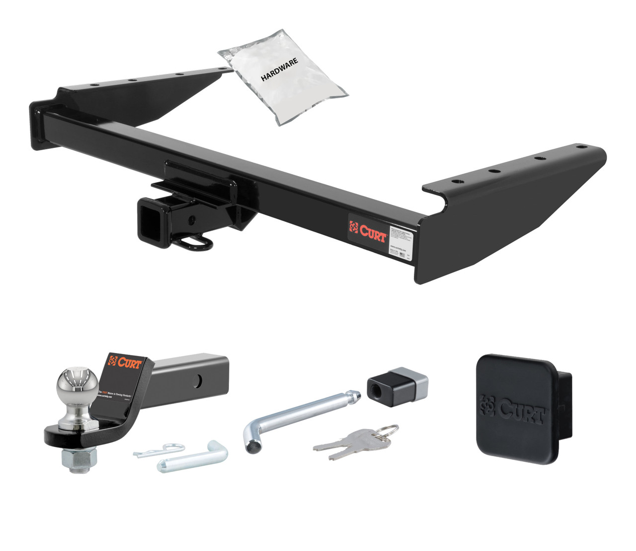 93 - 98 JEEP Grand Cherokee 2in. CURT Trailer Hitch + Ball Mount + Cover + Lock Kit HWA1559