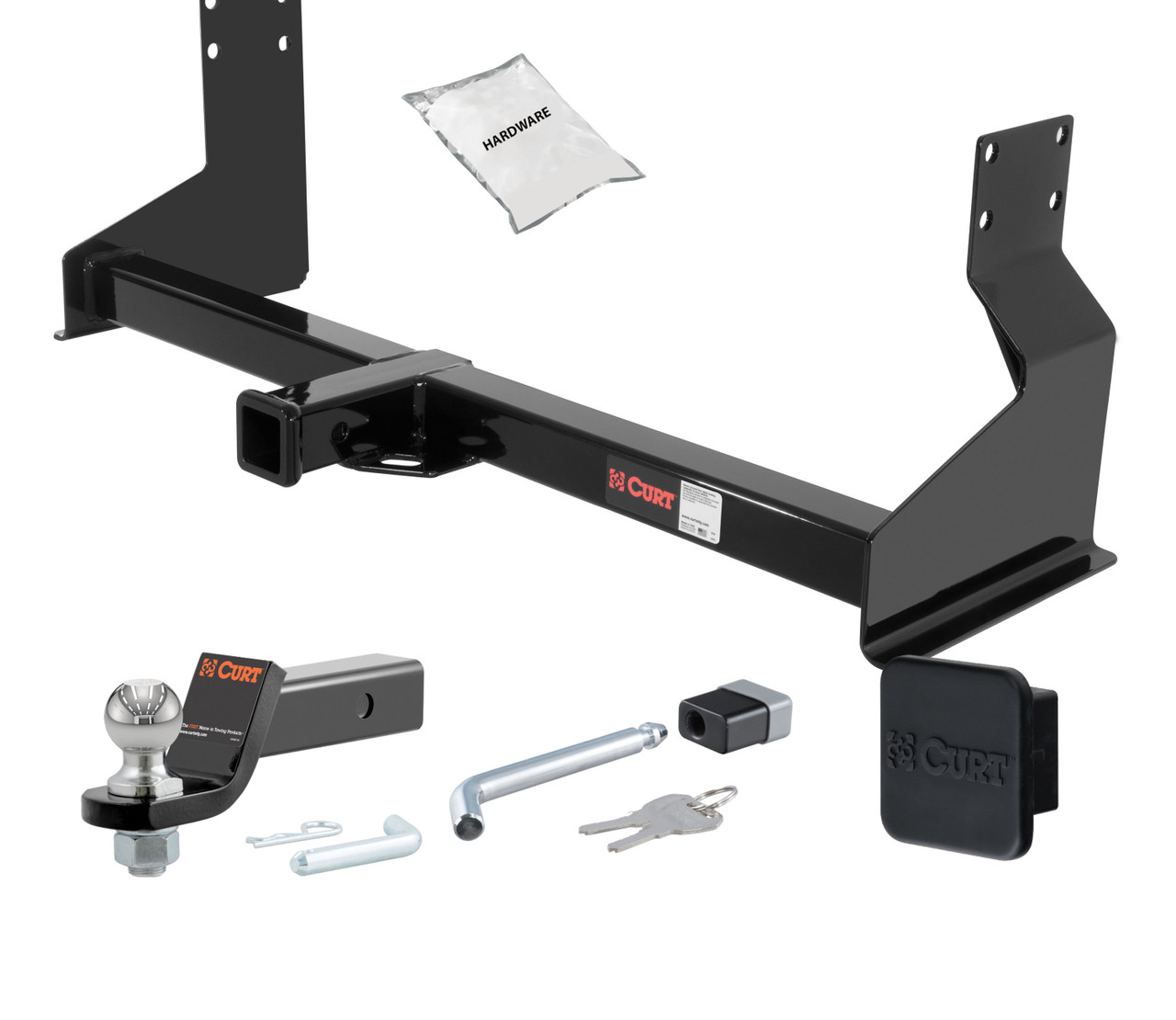 10 - 24 Mercedes-Benz Sprinter 2500 Cargo van with factory step bumper, excluding rear door step 2in. CURT Trailer Hitch + Ball Mount + Cover + Lock Kit HWA1920