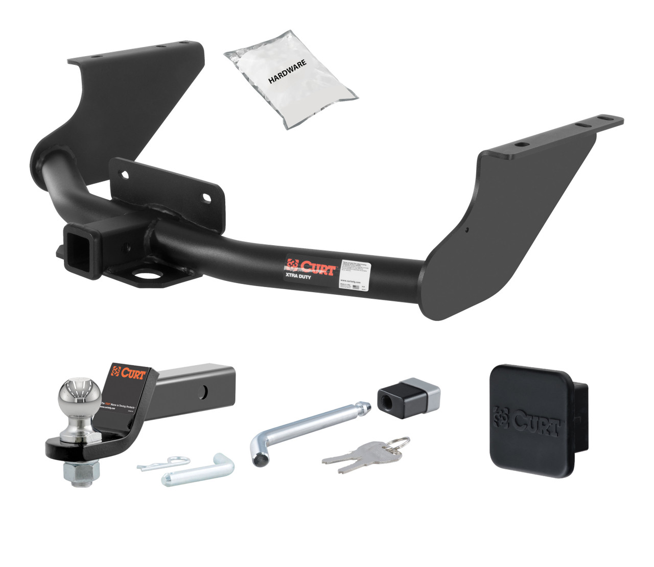 11 - 18 RAM 1500 Excluding factory receiver 2in. CURT Trailer Hitch + Ball Mount + Cover + Lock Kit HWA2170