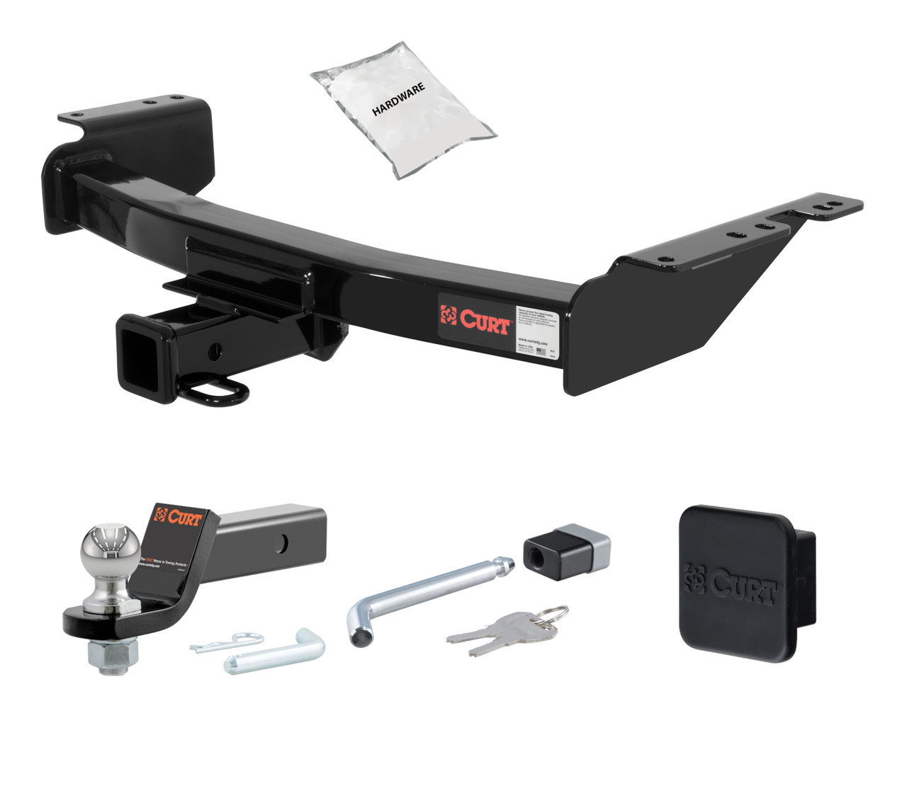 99 - 09 Pontiac Montana Excluding SV6 2in. CURT Trailer Hitch + Ball Mount + Cover + Lock Kit HWA2130