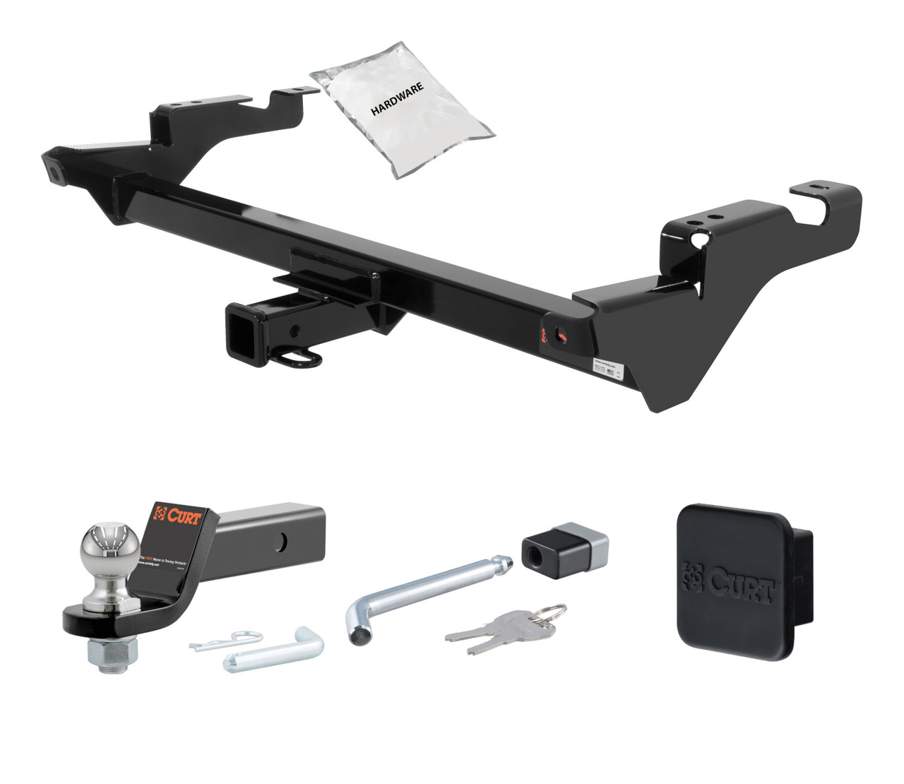 78 - 96 Chevrolet G-Series Van 2in. CURT Trailer Hitch + Ball Mount + Cover + Lock Kit HWA357