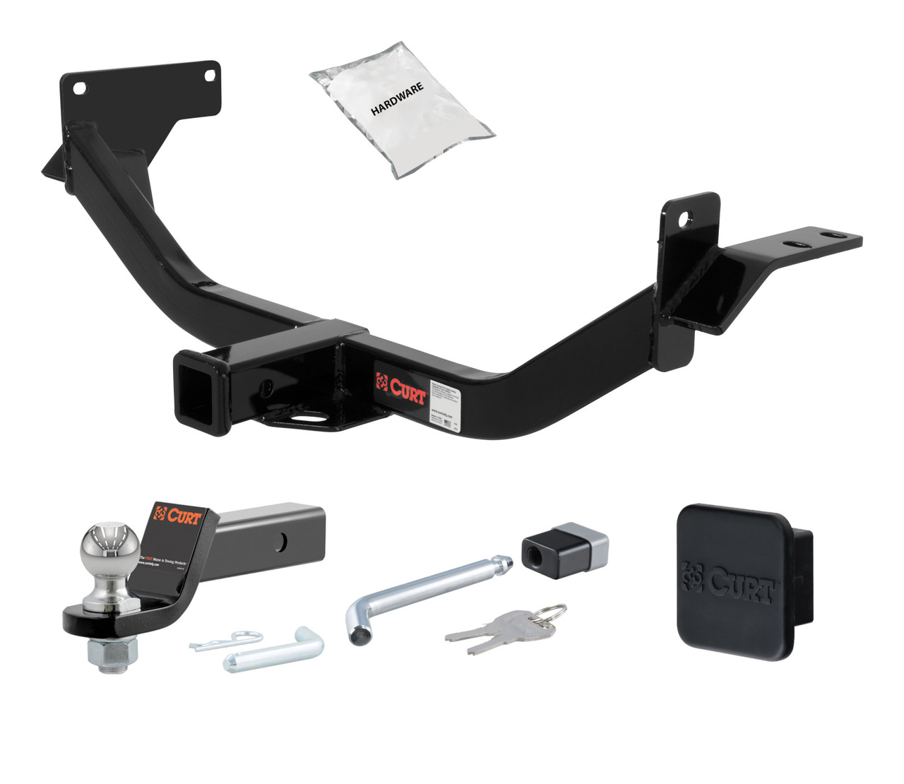 06 - 11 Mitsubishi Endeavor 2in. CURT Trailer Hitch + Ball Mount + Cover + Lock Kit HWA1973