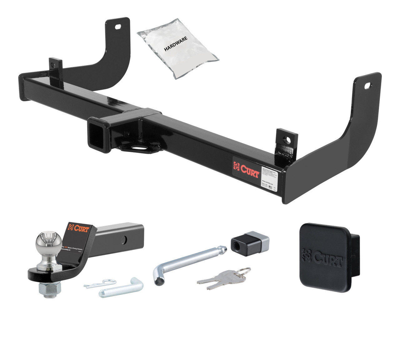 09 - 14 Ford F-150  Excluding factory receiver 2in. CURT Trailer Hitch + Ball Mount + Cover + Lock Kit HWA854