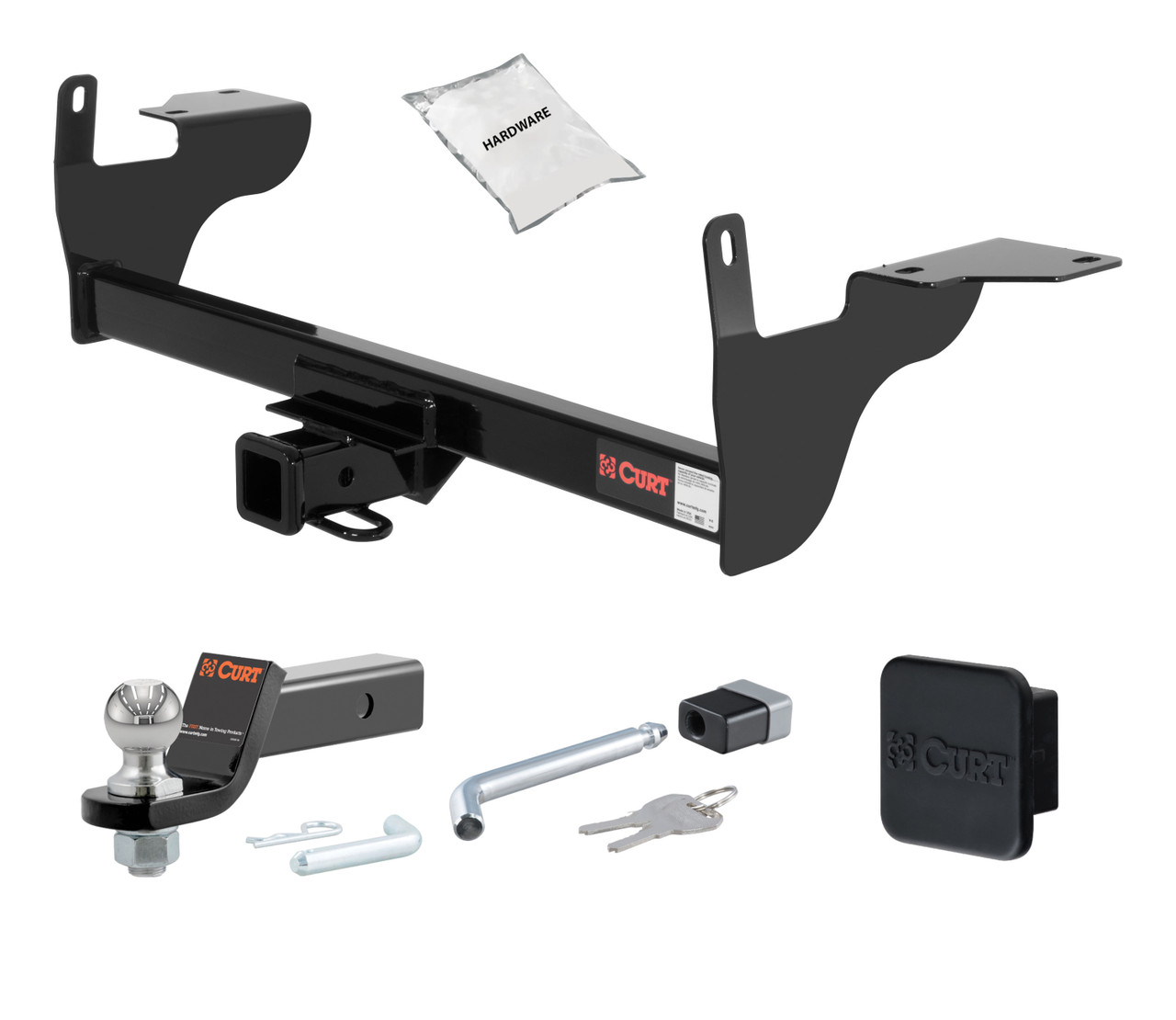 10 - 17 Volvo XC60 2in. CURT Trailer Hitch + Ball Mount + Cover + Lock Kit HWA2559