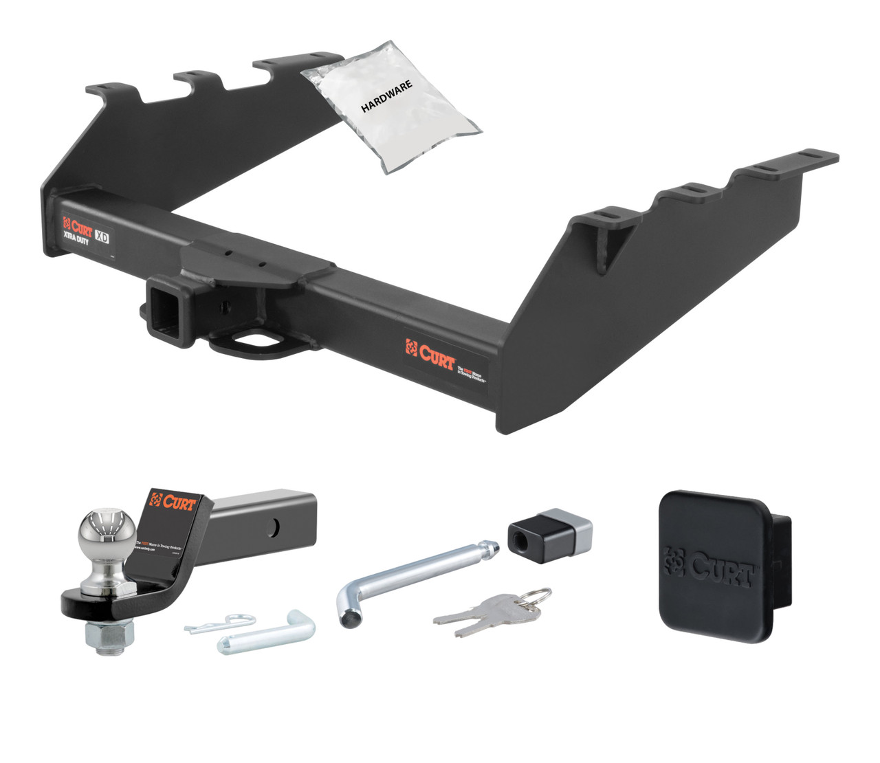 94 - 98 Dodge Ram 3500  With factory bumper 2in. CURT Trailer Hitch + Ball Mount + Cover + Lock Kit HWA750