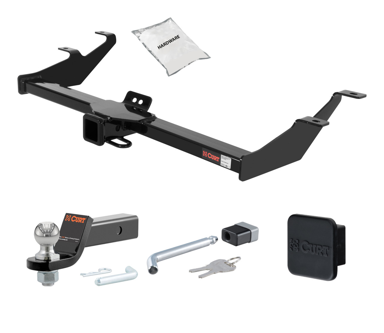 03 - 11 HONDA Element Excluding SC 2in. CURT Trailer Hitch + Ball Mount + Cover + Lock Kit HWA1362