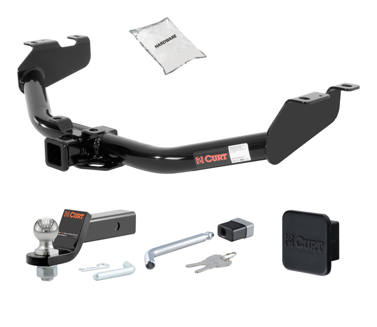 07 - 07 GMC Sierra 1500 Classic Excluding roll pan bumper, Tommy Gate lift or 10" drop bumper 2in. CURT Trailer Hitch + Ball Mount + Cover + Lock Kit HWA1154
