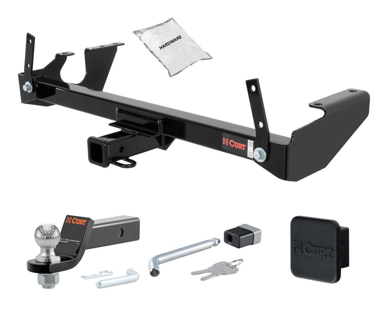 78 - 97 Dodge Van (full size) Excluding factory step bumper 2in. CURT Trailer Hitch + Ball Mount + Cover + Lock Kit HWA776