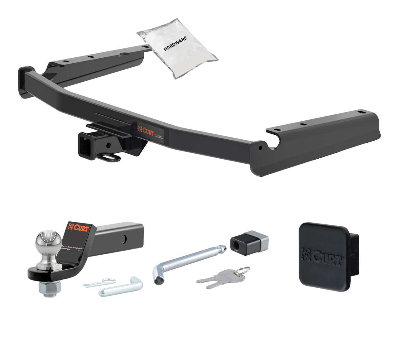 14 - 19 Toyota Highlander 2in. CURT Trailer Hitch + Ball Mount + Cover + Lock Kit HWA2393