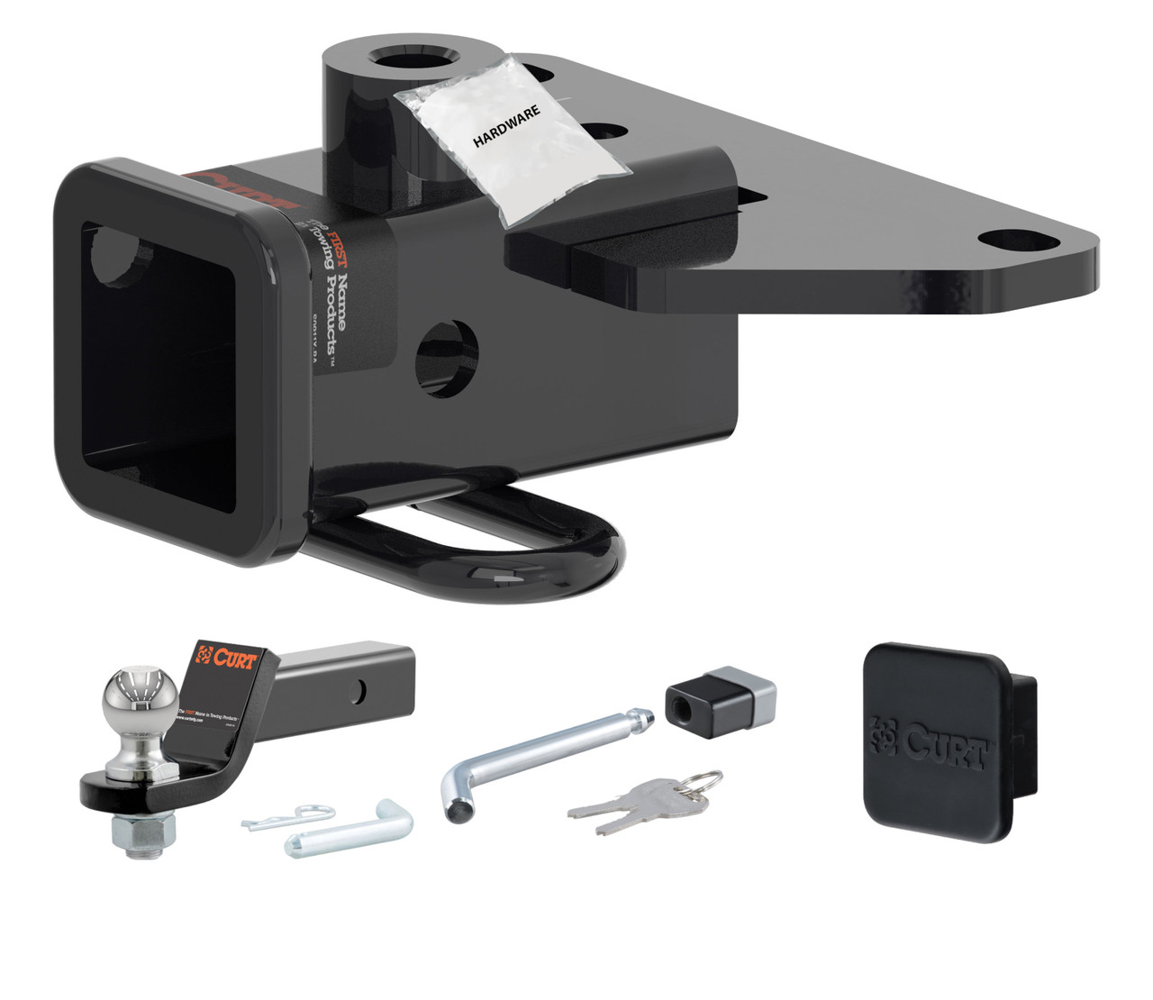 20 - 24 JEEP Gladiator 2in. CURT Trailer Hitch + Ball Mount + Cover + Lock Kit HWA1550
