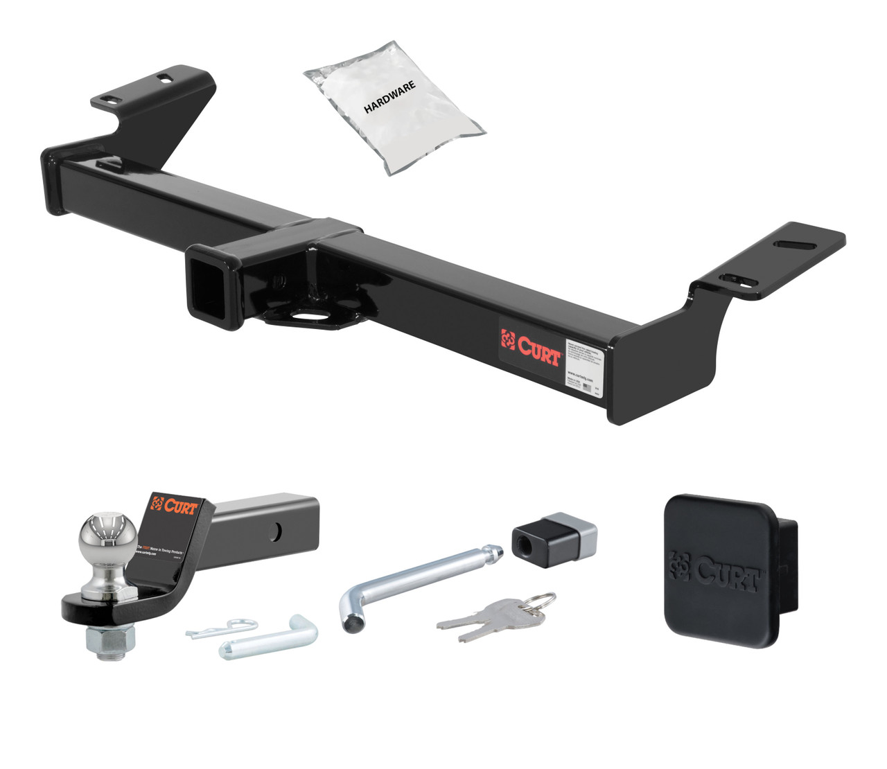 96 - 05 Toyota RAV4 2in. CURT Trailer Hitch + Ball Mount + Cover + Lock Kit HWA2428