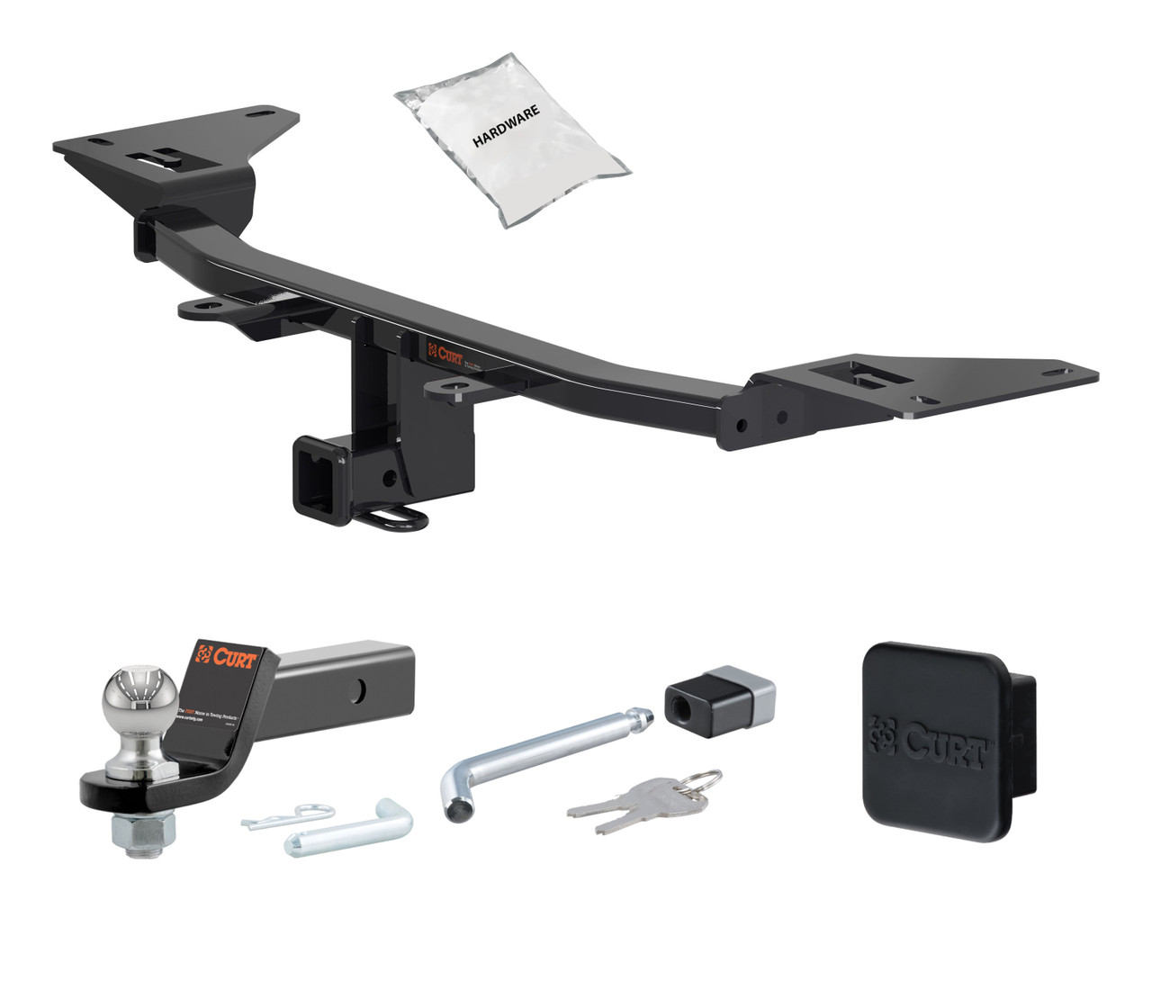 10 - 19 Ford Taurus Sedan 2in. CURT Trailer Hitch + Ball Mount + Cover + Lock Kit HWA982