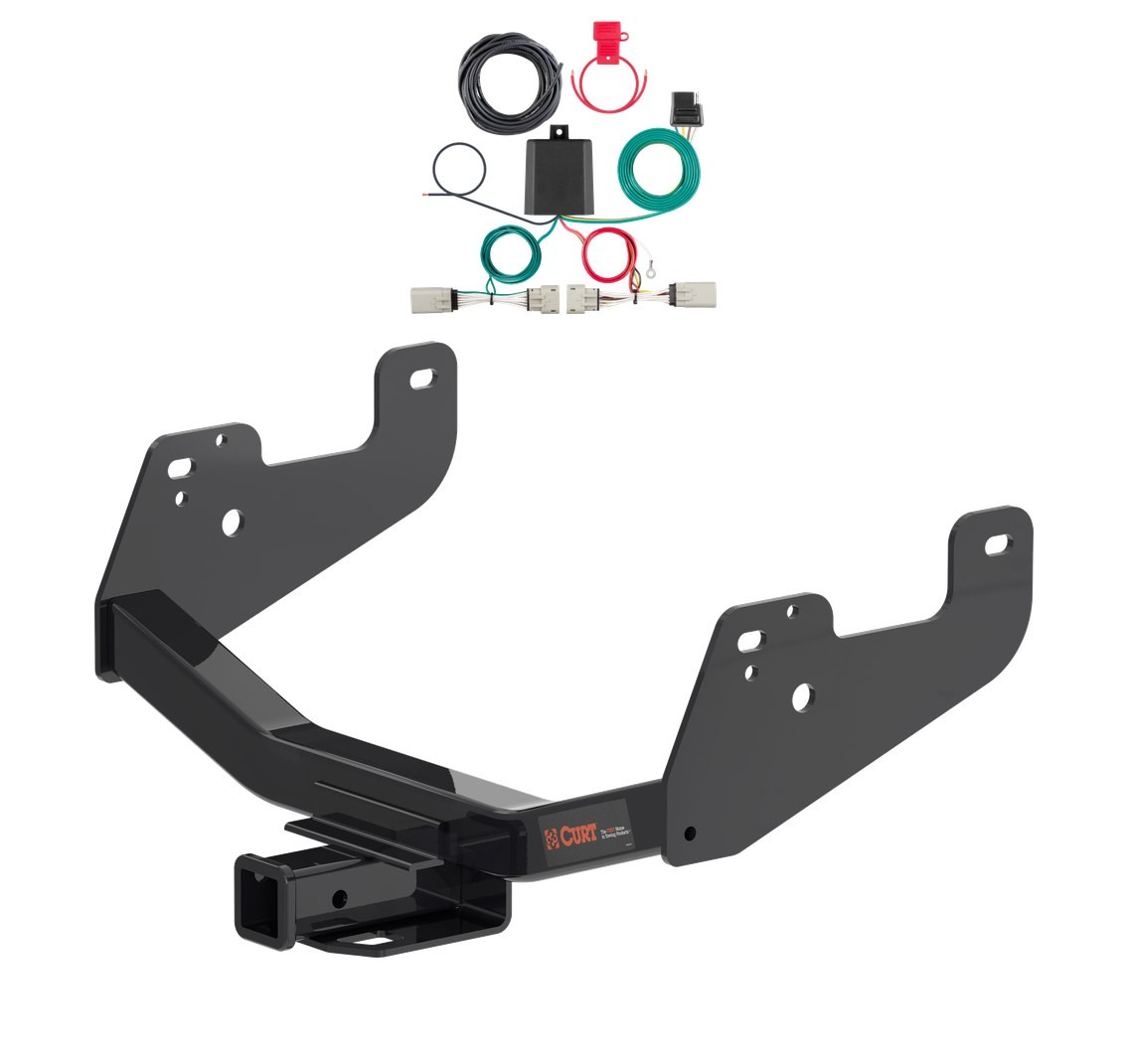 2015 - 2026 Ford F-150 w/ Backup Sensors & With factory receiver Curt 2", Class 4 Trailer Tow Hitch + 4-way Wiring Kit 14021