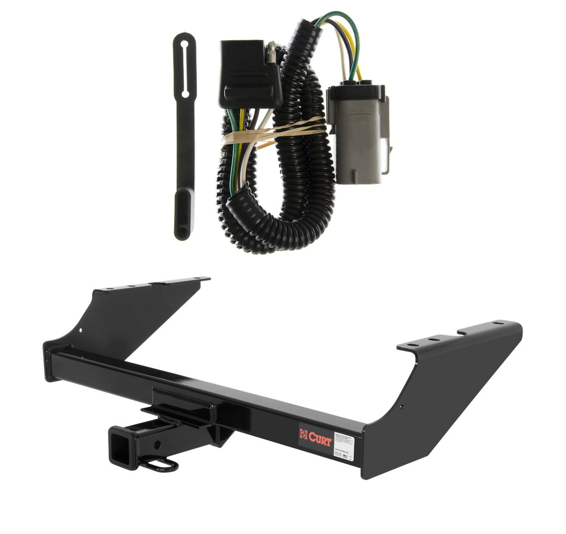 2002 - 2004 Ford F-350 Super Duty Excluding cab & chassis and 20" spare tire Curt 2", Class 3 Trailer Tow Hitch + 4-flat Wiring Kit 13014