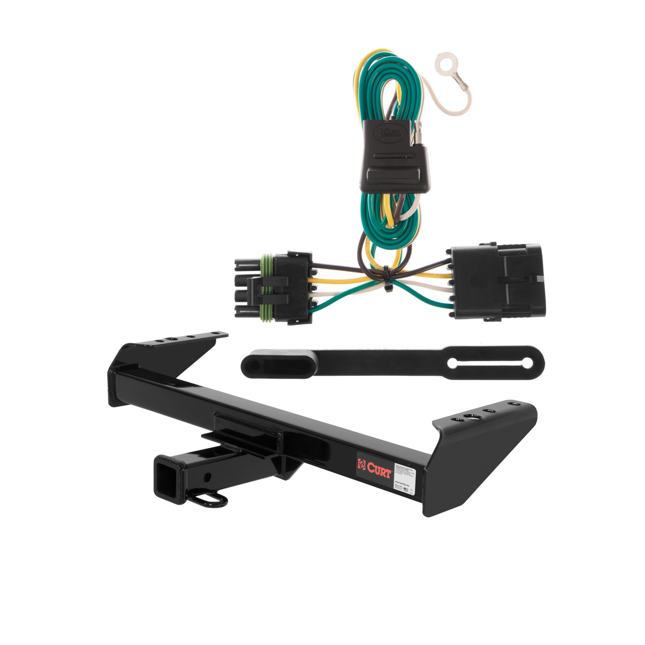 1988 - 1991 GMC K3500 4-door crew cab Curt 2", Class 3 Trailer Tow Hitch + 4-flat Wiring Kit 13028