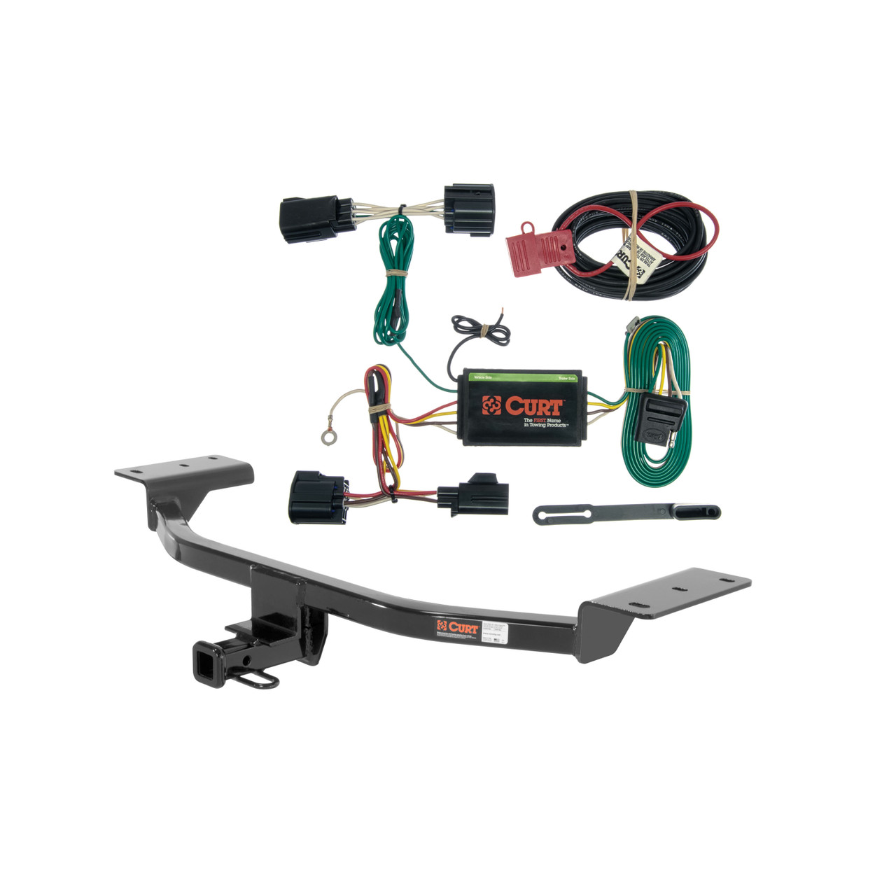 12 - 14 Ford Focus Hatchback, excluding RS and ST Curt 1-1/4", Class 1 Trailer Tow Hitch + 4-flat Wiring Kit 11158