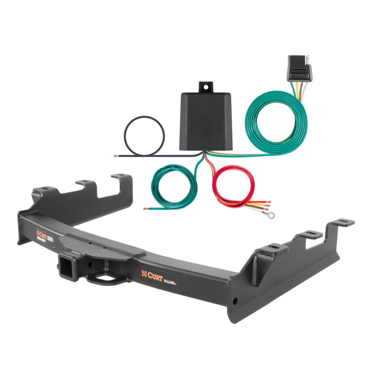 01 - 10 GMC Sierra 2500 HD 6' bed, factory replacement hitch Curt 2", Class 5 Trailer Tow Hitch + 4-flat Wiring Kit 15302