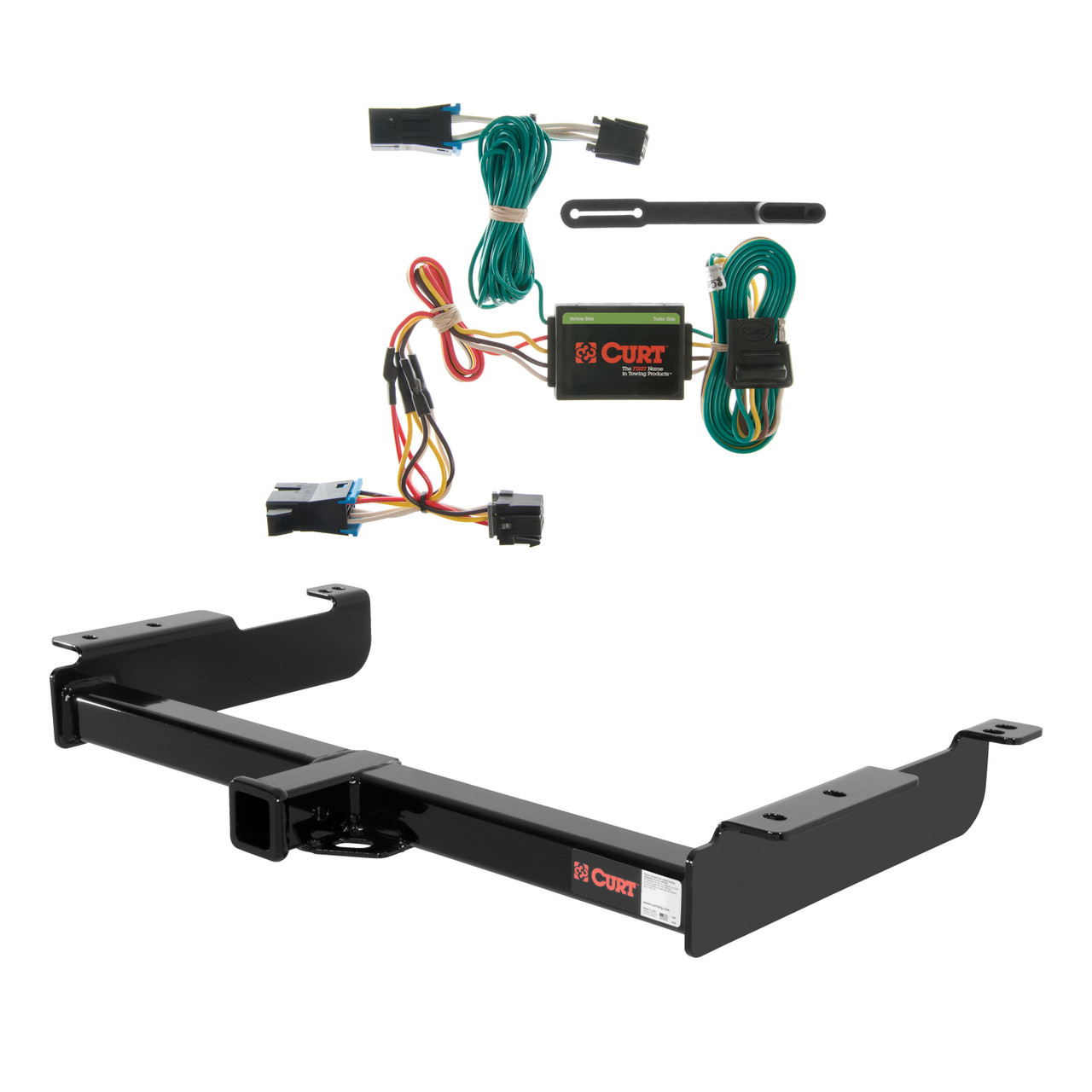 96 - 99 GMC Savana 3500 Excluding cutaway models Curt 2", Class 4 Trailer Tow Hitch + 4-flat Wiring Kit 14090