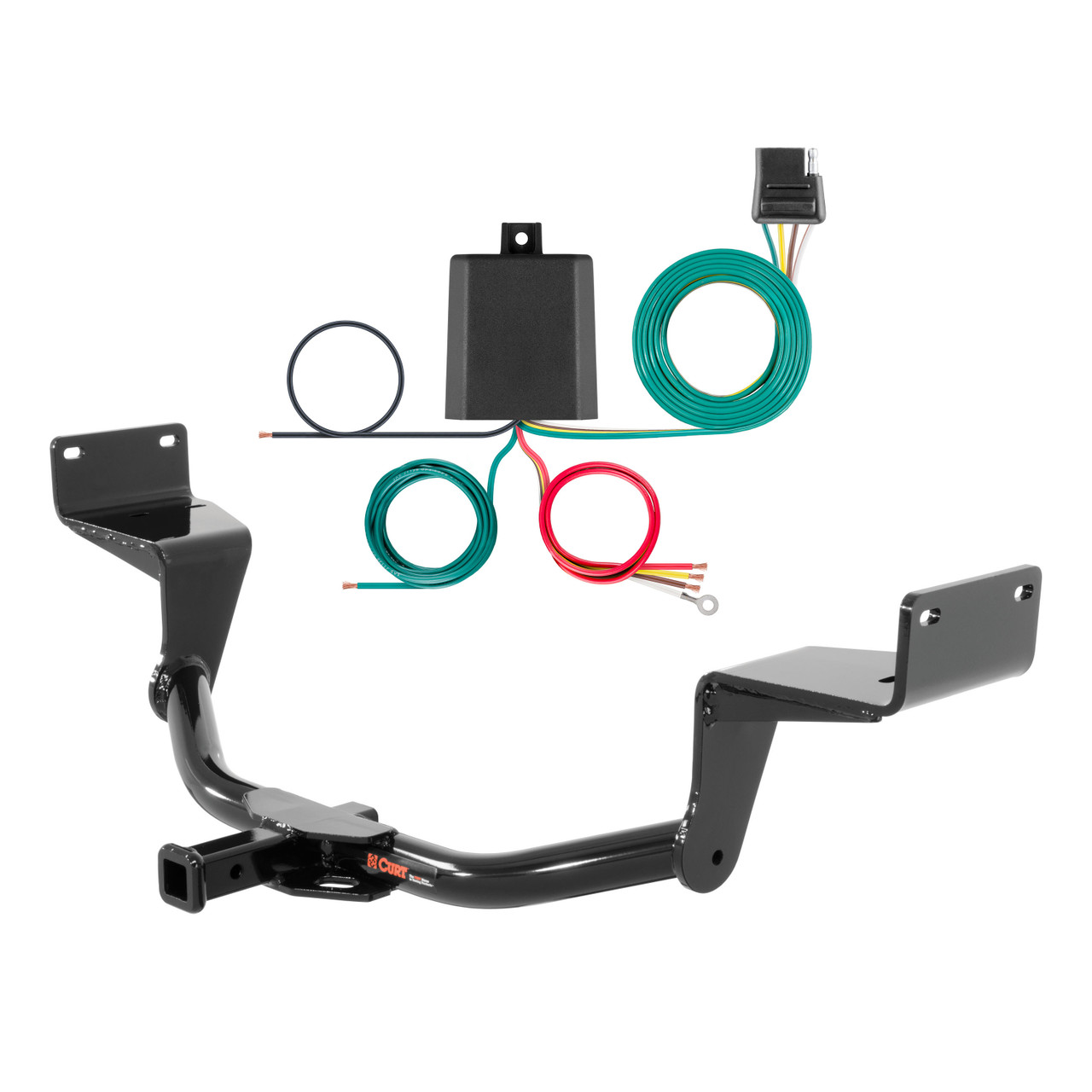 22 - 23 Ford Mustang Coupe, excluding Mach-1, Shelby, active exhaust, or quad exhaust tips Curt 1-1/4", Class 1 Trailer Tow Hitch + 4-flat Wiring Kit 11405