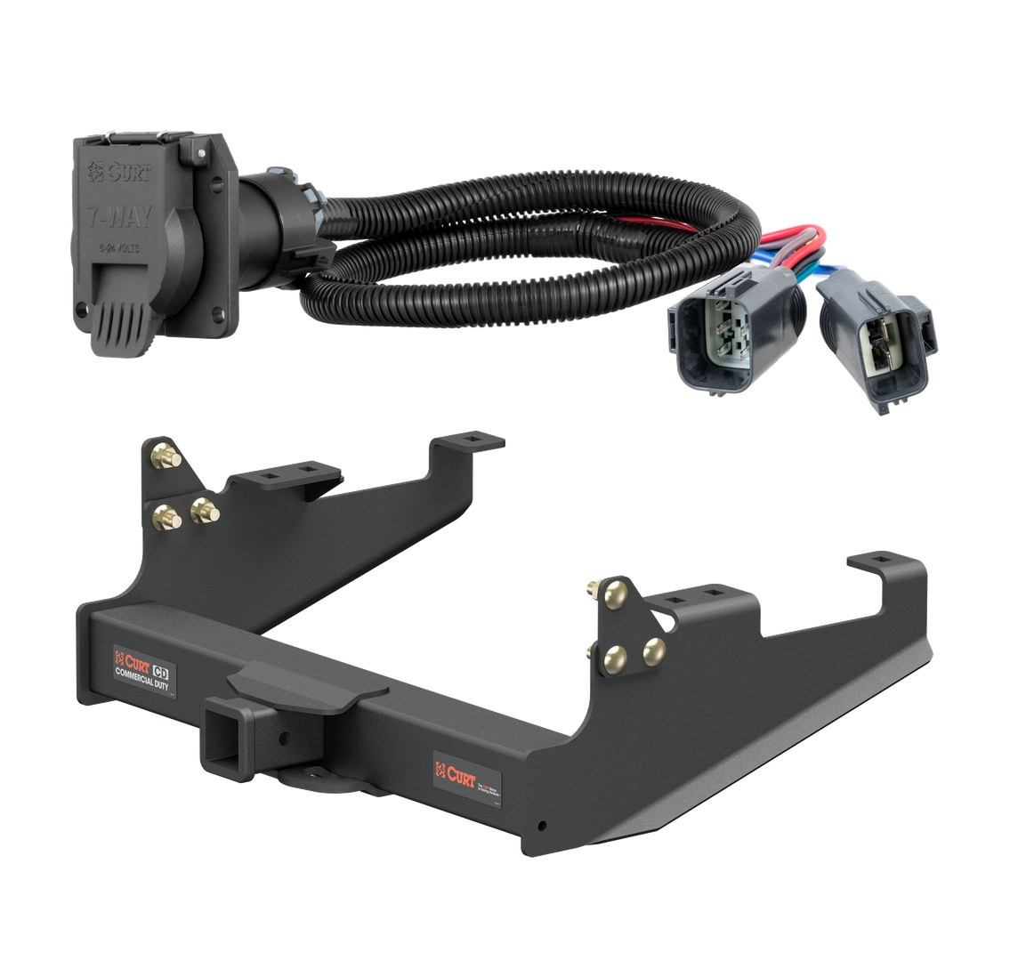 2020 - 2026 Ford F-350 Super Duty Cab & chassis with 34" frame width (O.D.) Curt 2-1/2", Class 5 Trailer Tow Hitch + 7-way Wiring Kit 15804
