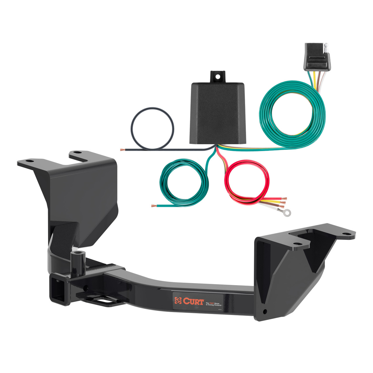 19 - 24 GMC Sierra 1500 Excluding factory receiver Curt 2", Class 4 Trailer Tow Hitch + 4-flat Wiring Kit 14019