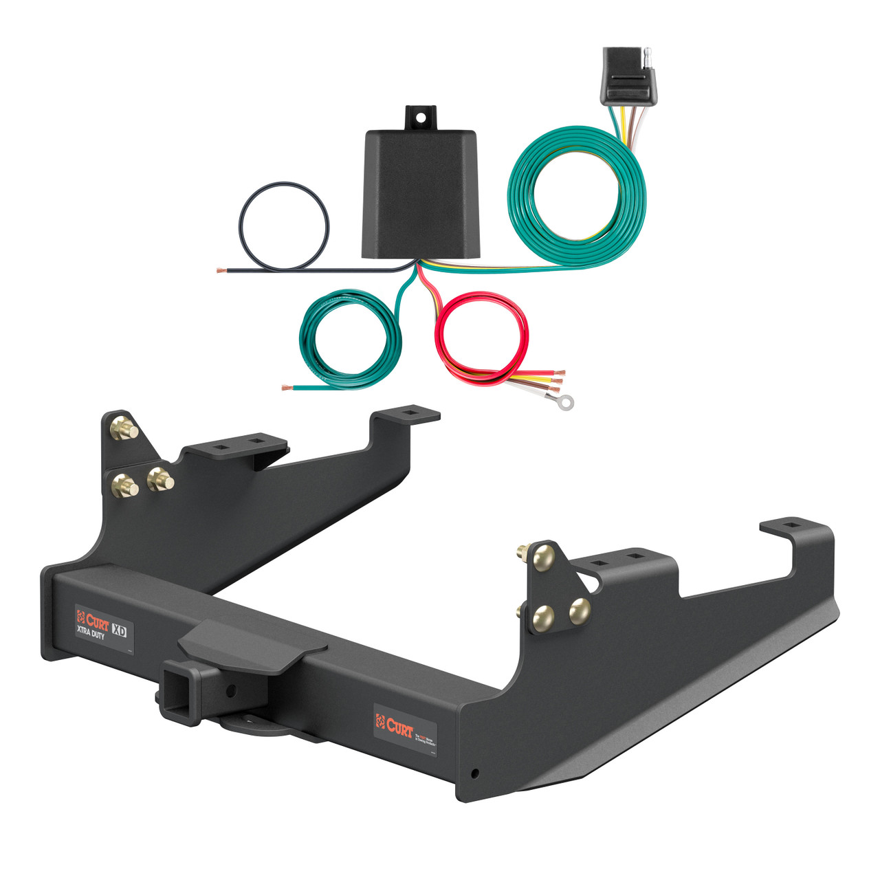 20 - 24 Ford F-350 Super Duty Cab & chassis with 34" frame width (O.D.) Curt 2", Class 5 Trailer Tow Hitch + 4-flat Wiring Kit 15402